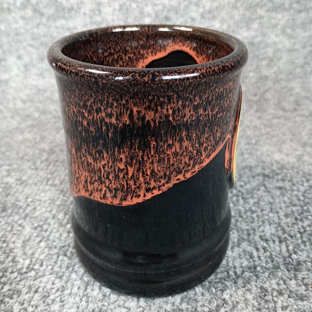 Deneen Pottery Bones Coffee Company Mug Black Brown Drip Glaze Stoneware 2017 - Picture 5 of 7